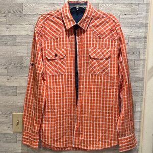 Burberry Orange and White Plaid Shirt